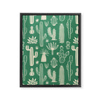 Retro hand drawn cactus plant pattern Framed Canvas Print Gallery Image 8