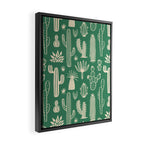 Retro hand drawn cactus plant pattern Framed Canvas Print Gallery Image 2