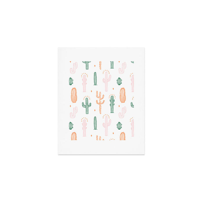 Retro hand drawn cactus plant pattern Art Print Gallery Image 1
