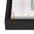 Retro hand drawn cactus plant pattern Framed Canvas Print Gallery Image 3