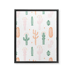 Retro hand drawn cactus plant pattern Framed Canvas Print Gallery Image 8