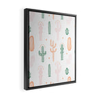 Retro hand drawn cactus plant pattern Framed Canvas Print Gallery Image 2
