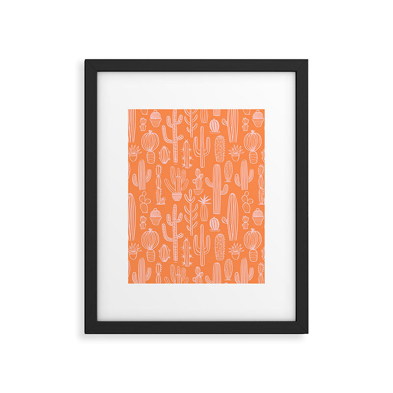 Retro hand drawn cactus plant pattern Framed Art Print Gallery Image 6
