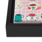 Retro hand drawn coffee tea cup pattern Framed Canvas Print Gallery Image 3