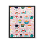Retro hand drawn coffee tea cup pattern Framed Canvas Print Gallery Image 8
