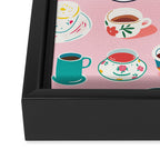 Retro hand drawn coffee tea cup pattern Framed Canvas Print Gallery Image 3