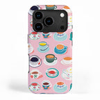 Retro hand drawn coffee tea cup pattern iPhone Case Gallery Image 1