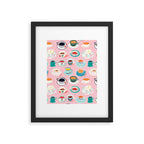 Retro hand drawn coffee tea cup pattern Framed Art Print Gallery Image 6