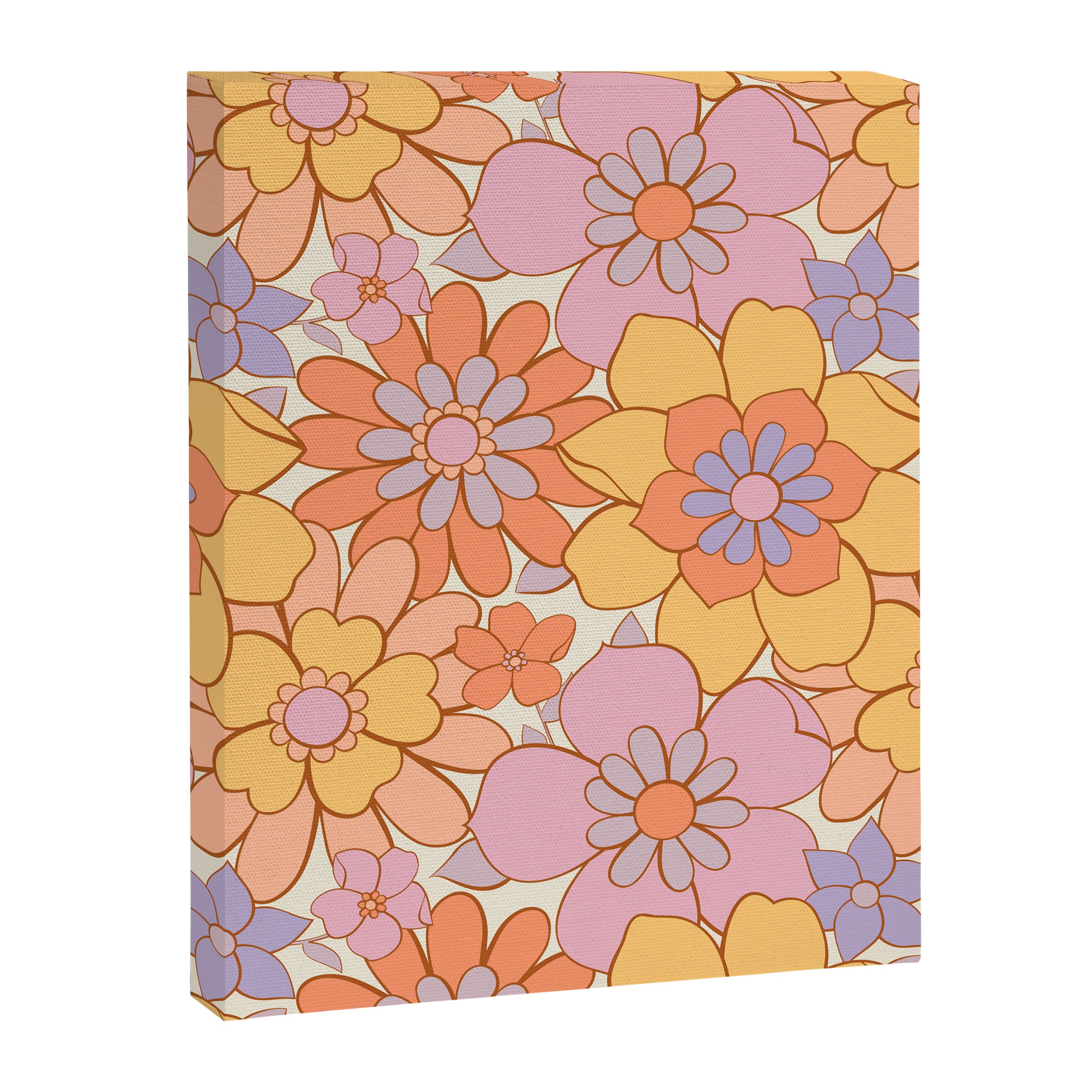 Retro hand drawn flower art pattern Canvas Print Gallery Image 8