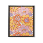 Retro hand drawn flower art pattern Framed Canvas Print Gallery Image 8