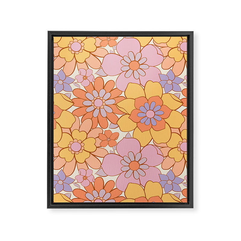 Retro hand drawn flower art pattern Framed Canvas Print Gallery Image 8