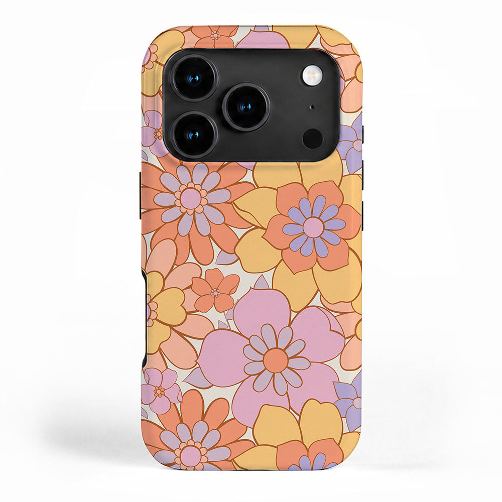 Retro hand drawn flower art pattern iPhone Case Gallery Image 1