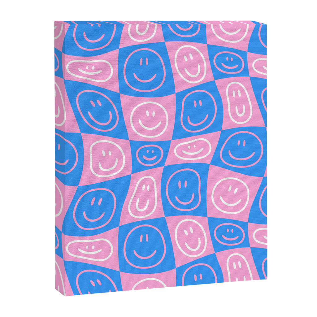 Retro happy face checkered pattern Canvas Print Gallery Image 8