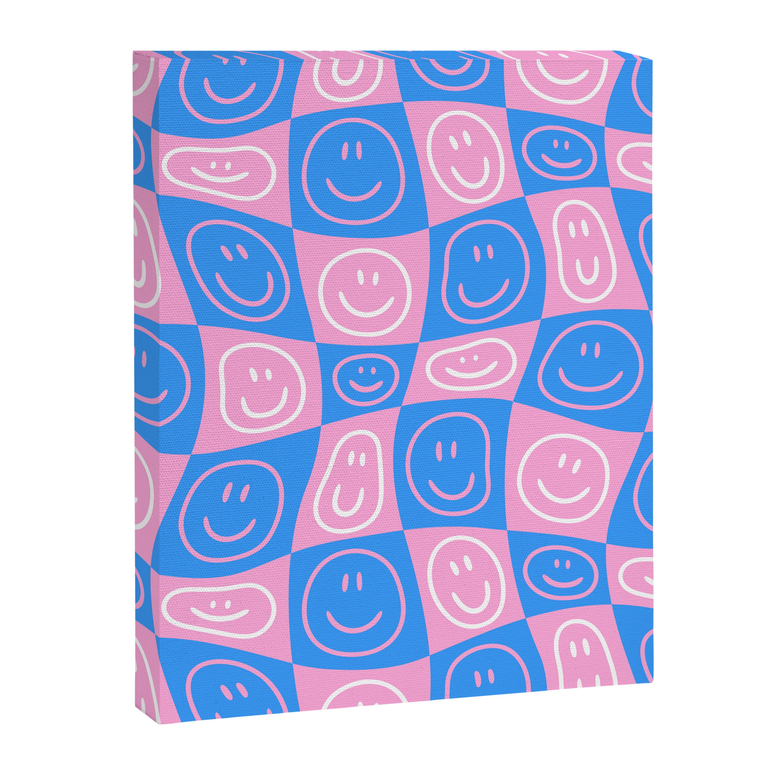 Retro happy face checkered pattern Canvas Print Gallery Image 8