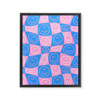 Retro happy face checkered pattern Framed Canvas Print Gallery Image 8