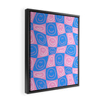 Retro happy face checkered pattern Framed Canvas Print Gallery Image 2