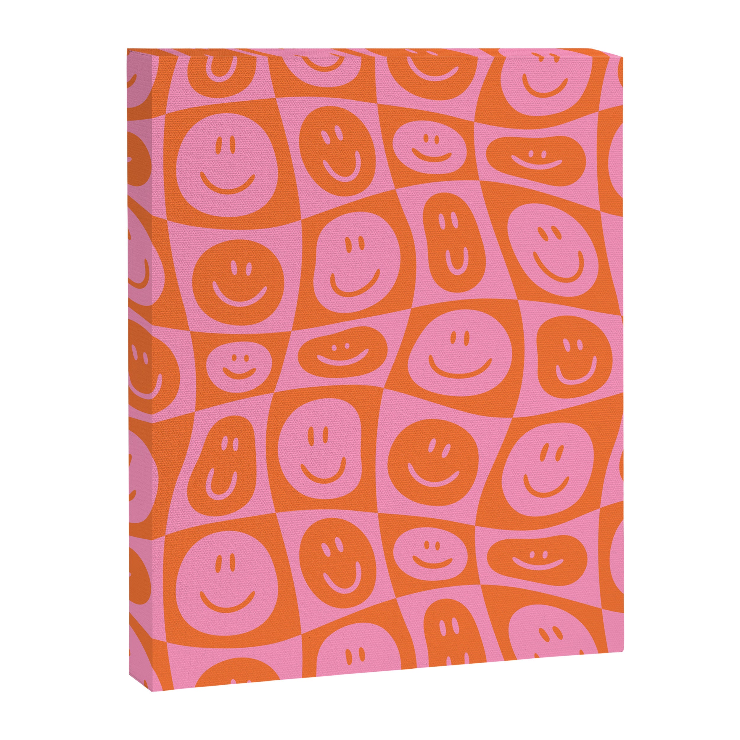 Retro happy face checkered pattern Canvas Print Gallery Image 8