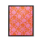 Retro happy face checkered pattern Framed Canvas Print Gallery Image 8