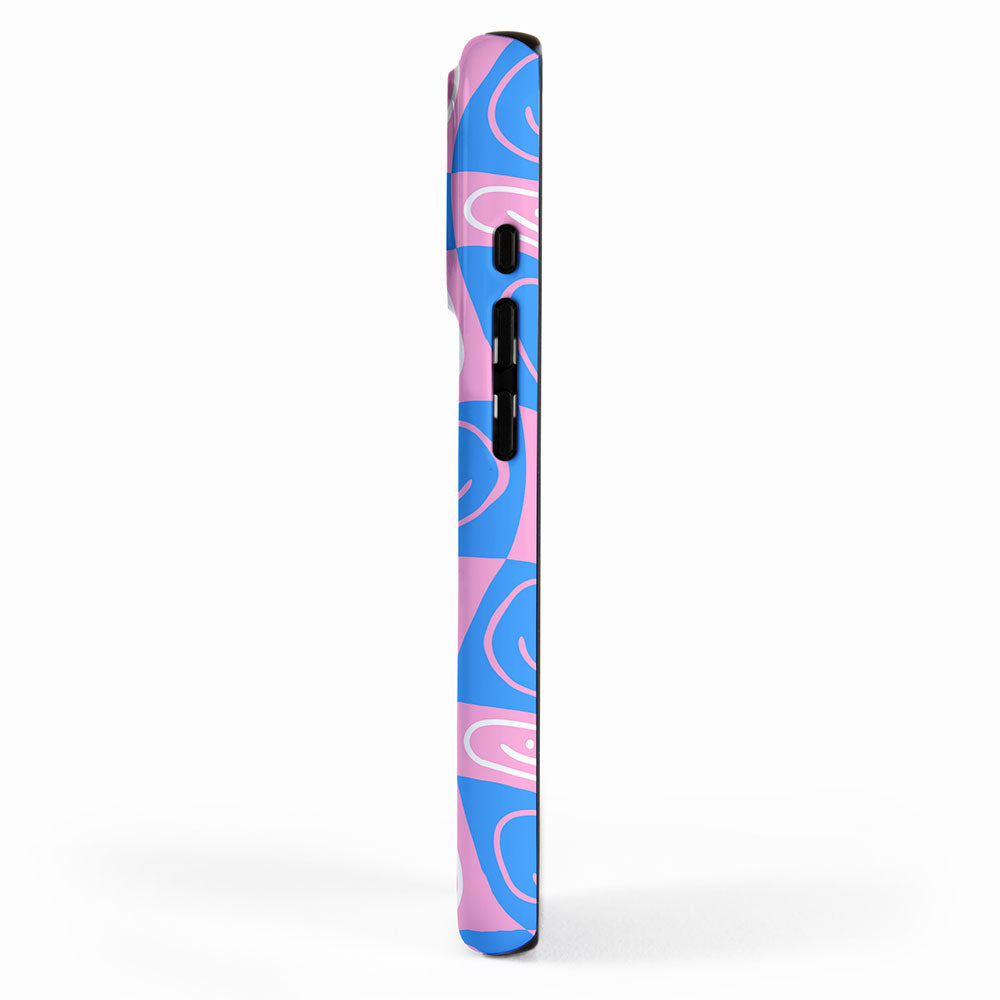 Retro happy face checkered pattern iPhone Case Gallery Image 2