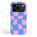 Retro happy face checkered pattern iPhone Case Gallery Image 1