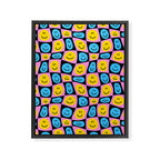 Retro happy smiling face checkered pattern Framed Canvas Print Gallery Image 8