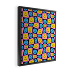 Retro happy smiling face checkered pattern Framed Canvas Print Gallery Image 2