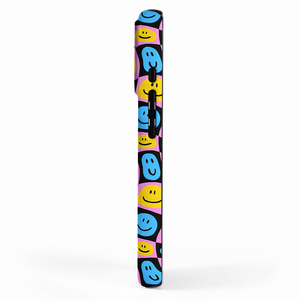 Retro happy smiling face checkered pattern iPhone Case Gallery Image 2