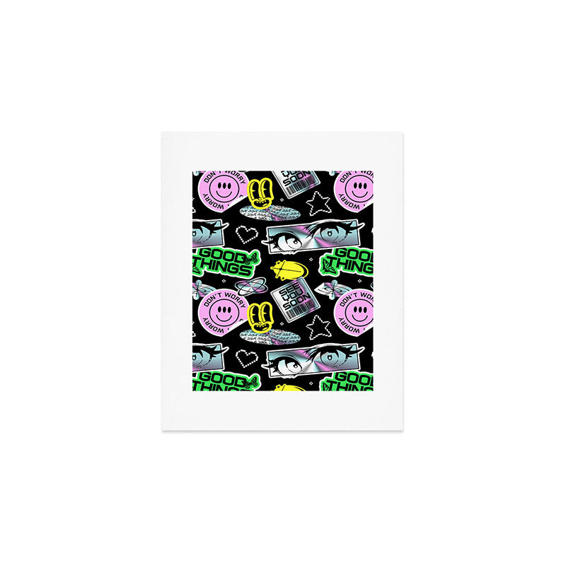 Retro holographic Y2K sticker pattern Art Print Gallery Image 1