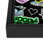 Retro holographic Y2K sticker pattern Framed Canvas Print Gallery Image 3