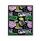 Retro holographic Y2K sticker pattern Framed Canvas Print Gallery Image 8