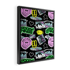Retro holographic Y2K sticker pattern Framed Canvas Print Gallery Image 2