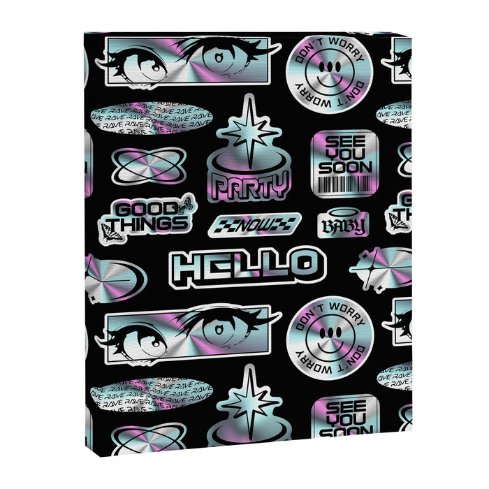 Retro holographic Y2K sticker pattern Canvas Print Gallery Image 1