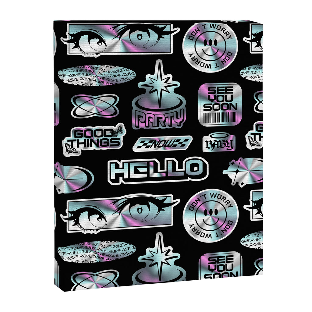 Retro holographic Y2K sticker pattern Canvas Print Gallery Image 8