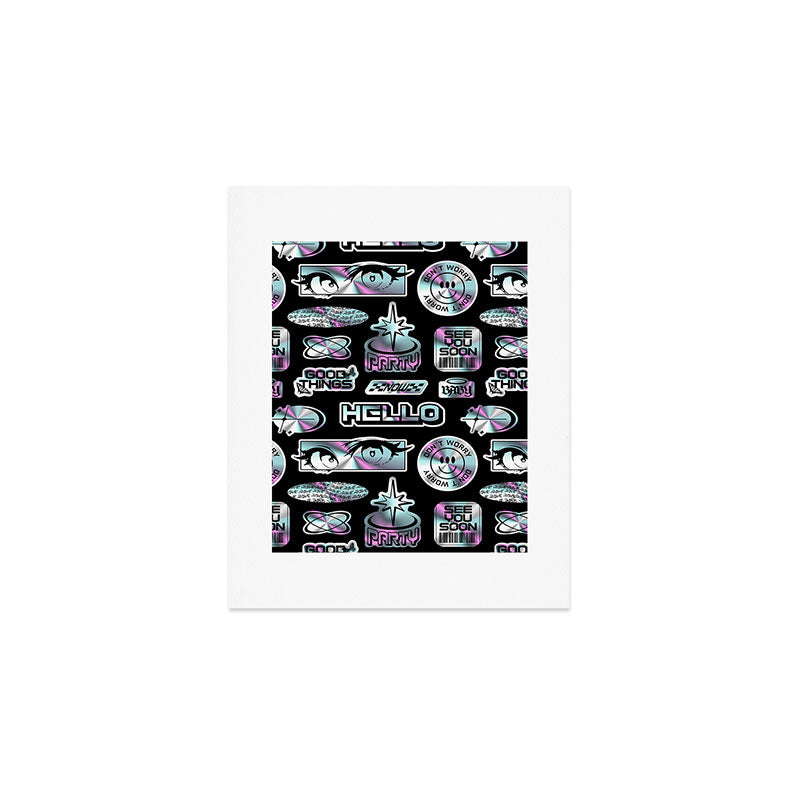 Retro holographic Y2K sticker pattern Art Print Gallery Image 1