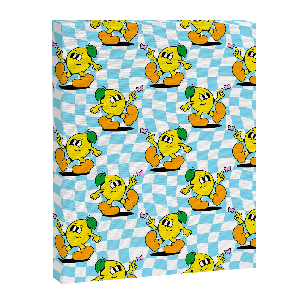 Retro lemon cartoon character pattern Canvas Print Gallery Image 8