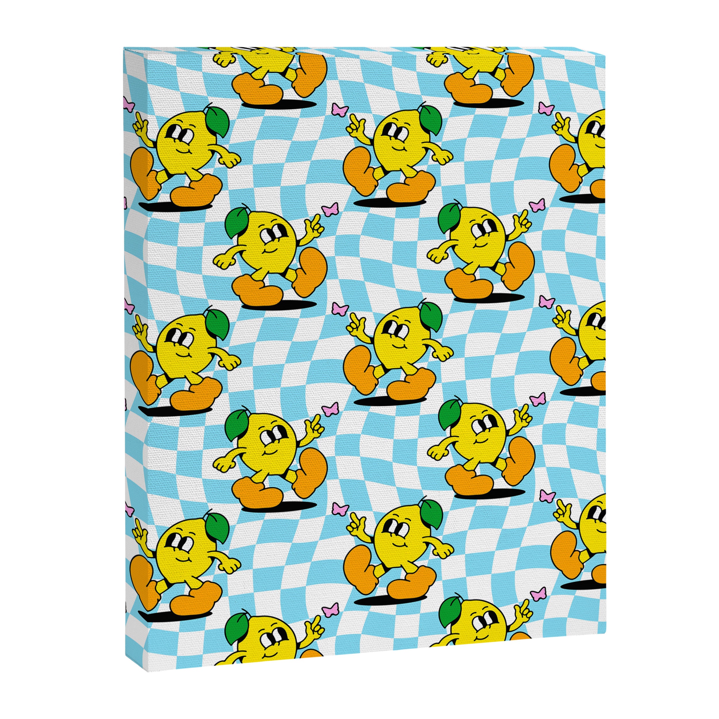 Retro lemon cartoon character pattern Canvas Print Gallery Image 8