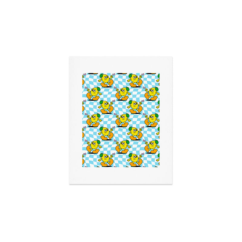 Retro lemon cartoon character pattern Art Print Gallery Image 1