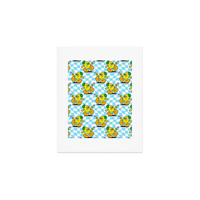 Retro lemon cartoon character pattern Art Print Gallery Image 1