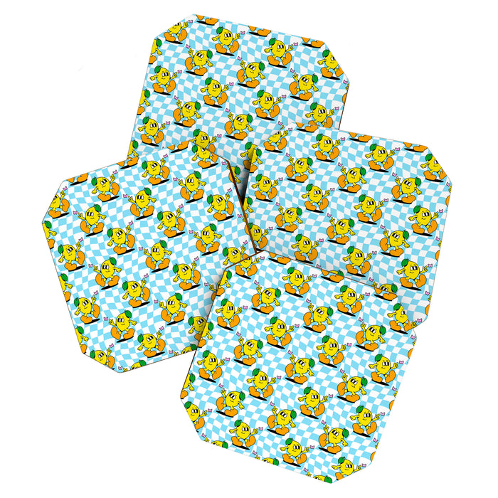 Retro lemon cartoon character pattern Coaster Gallery Image 1