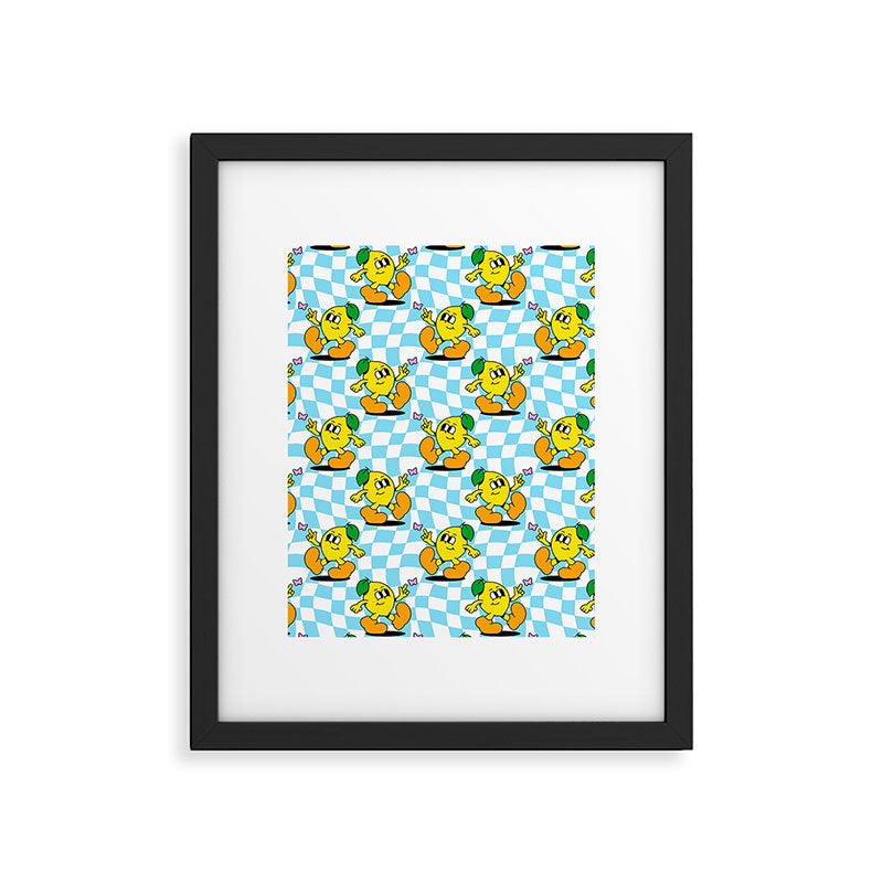 Retro lemon cartoon character pattern Framed Art Print Gallery Image 6