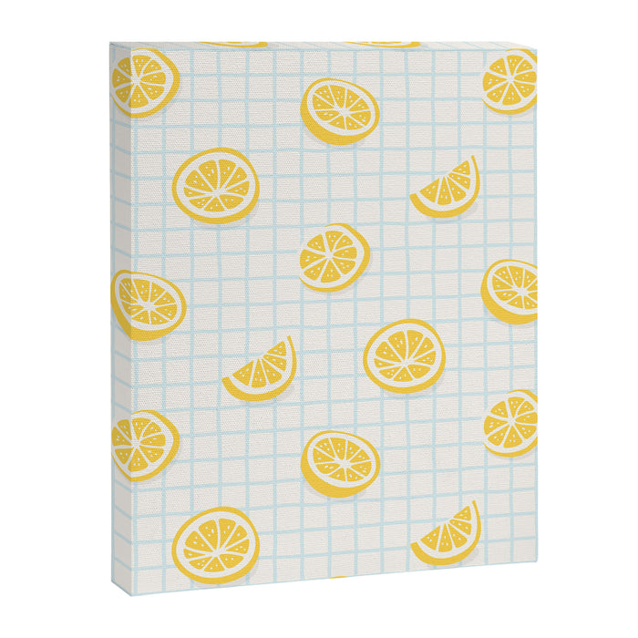 Retro lemon fruit slice cartoon pattern Canvas Print Gallery Image 1