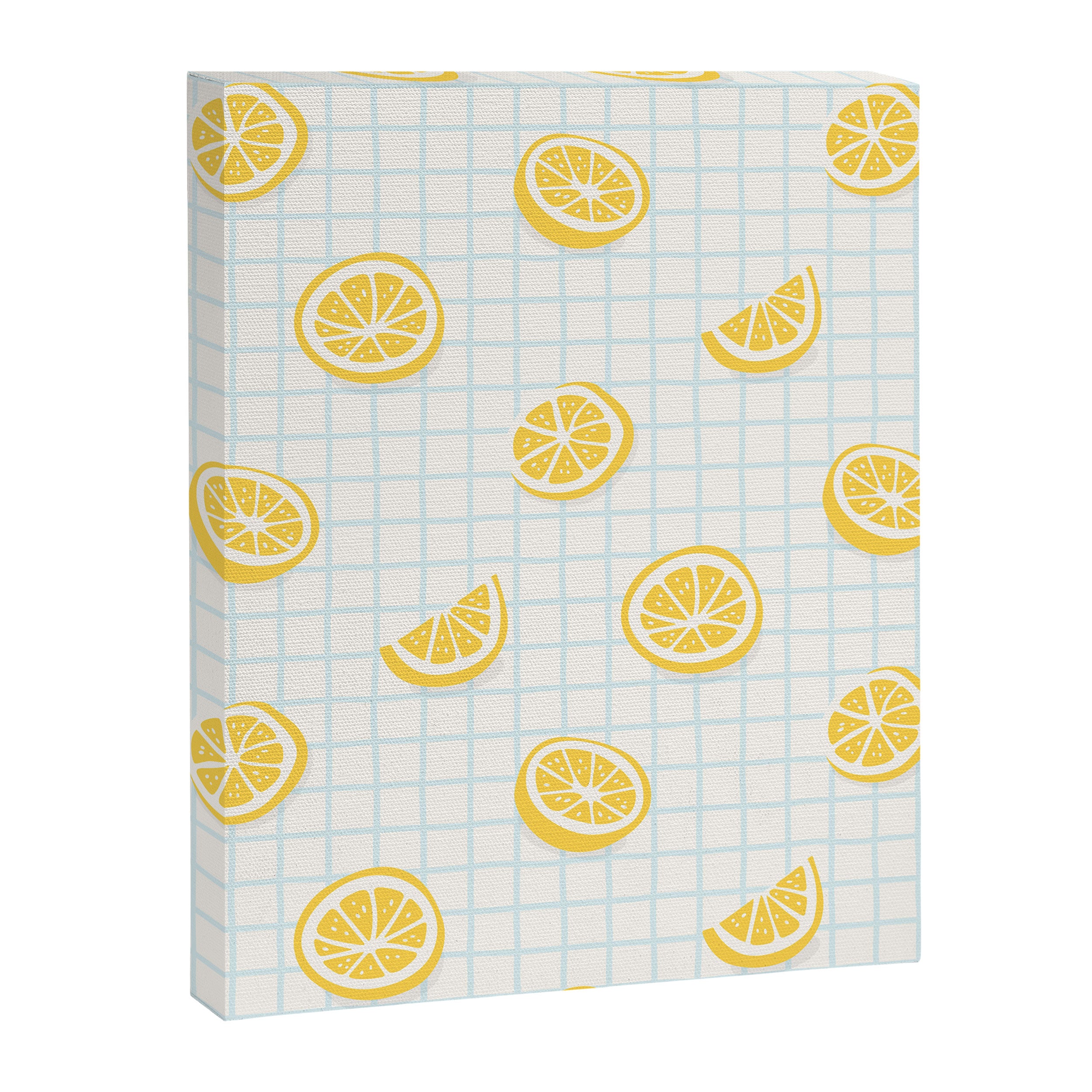 Retro lemon fruit slice cartoon pattern Canvas Print Gallery Image 8