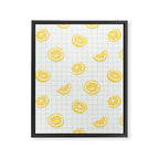 Retro lemon fruit slice cartoon pattern Framed Canvas Print Gallery Image 8