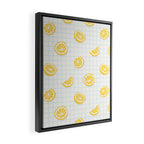 Retro lemon fruit slice cartoon pattern Framed Canvas Print Gallery Image 2