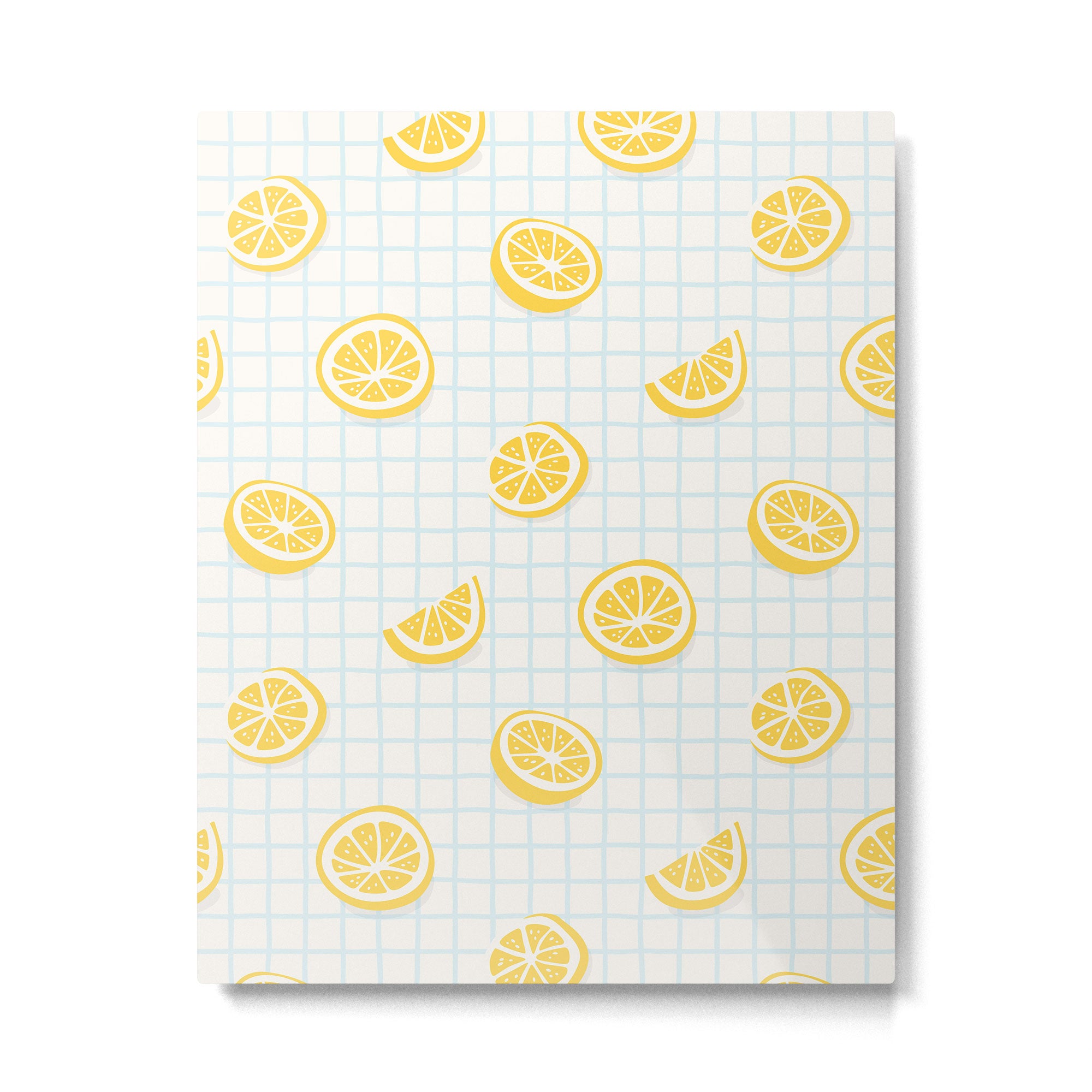 Retro lemon fruit slice cartoon pattern Metal Print Gallery Image 6