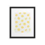 Retro lemon fruit slice cartoon pattern Framed Art Print Gallery Image 6