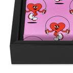 Retro love heart cartoon character pattern Framed Canvas Print Gallery Image 3