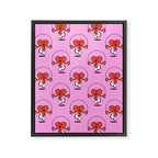 Retro love heart cartoon character pattern Framed Canvas Print Gallery Image 8
