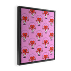 Retro love heart cartoon character pattern Framed Canvas Print Gallery Image 2