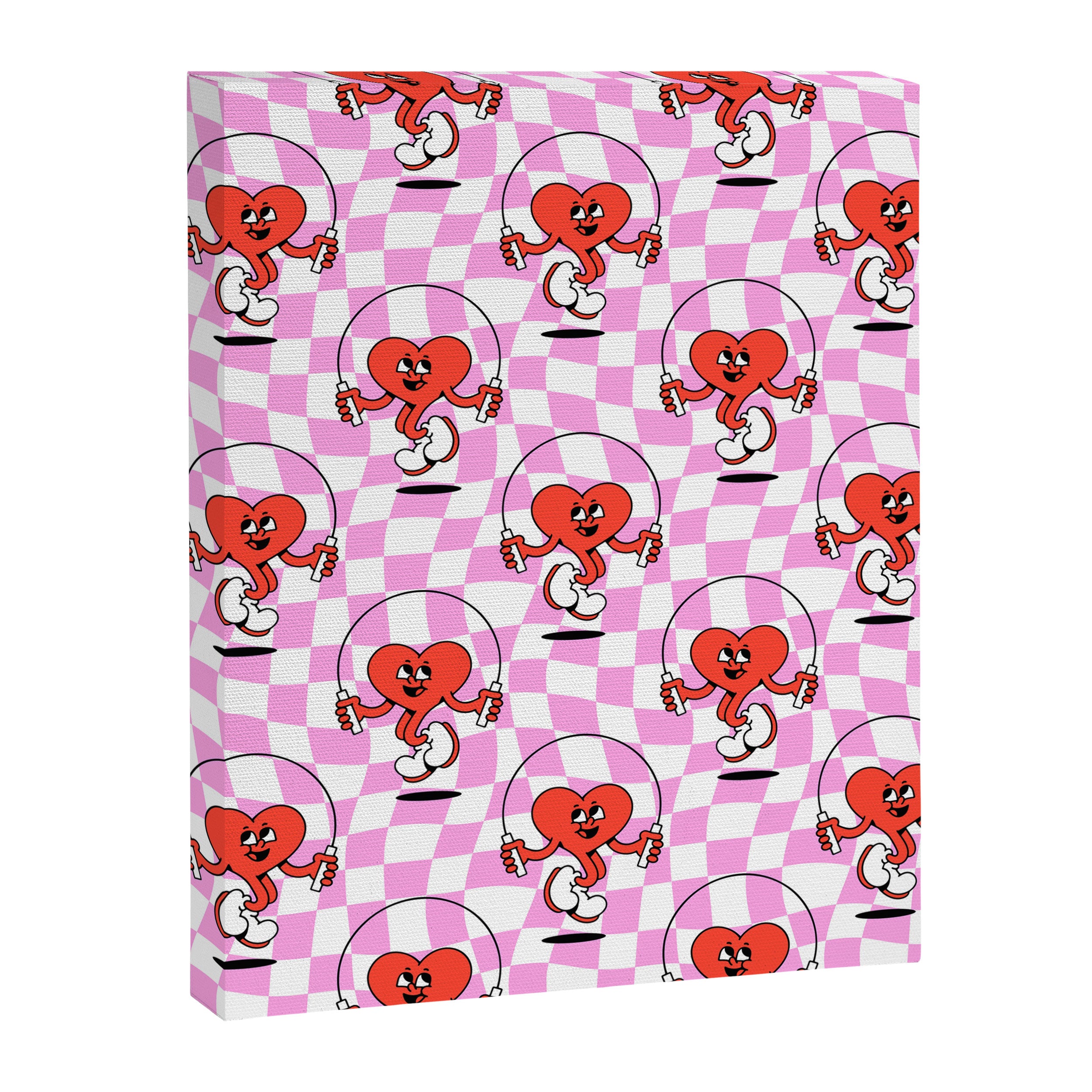 Retro love heart cartoon character pattern Canvas Print Gallery Image 8